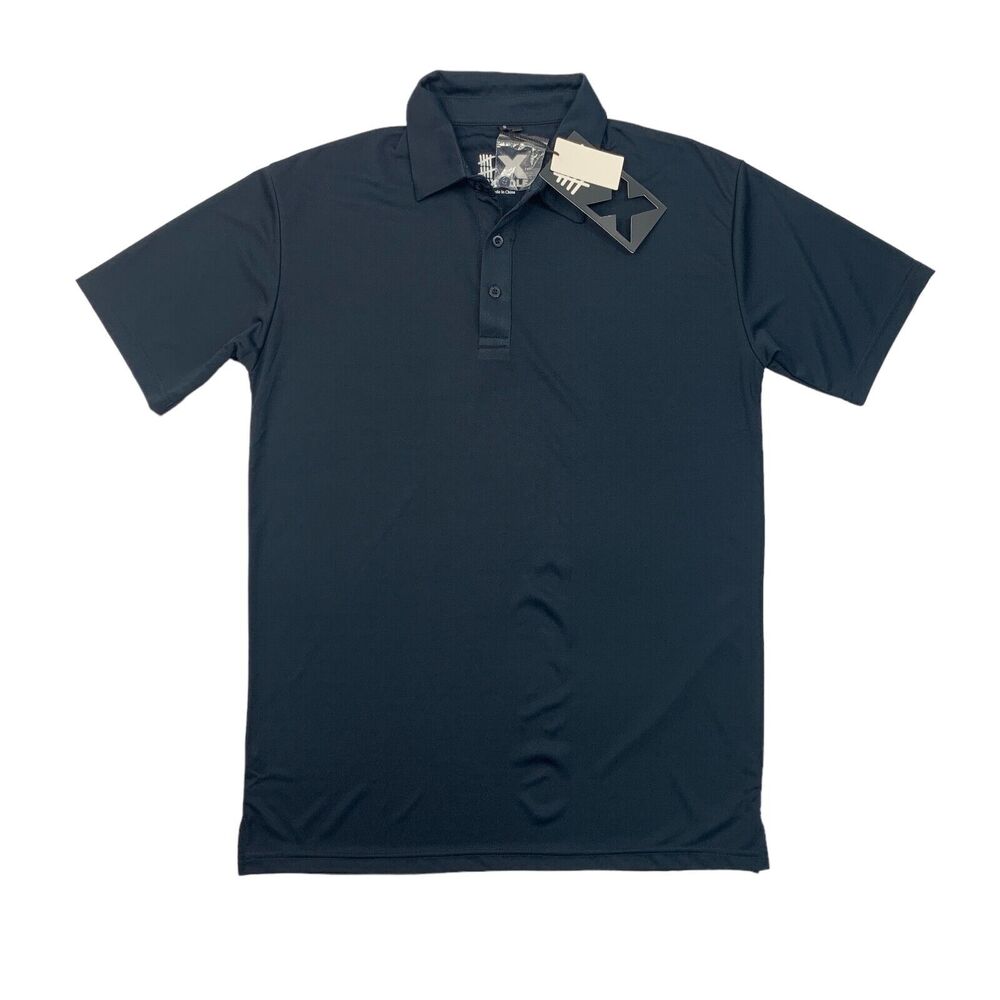 10X Sports Polo Shirt Mens S Small Black XDRIFLEX Golf Performance Vented